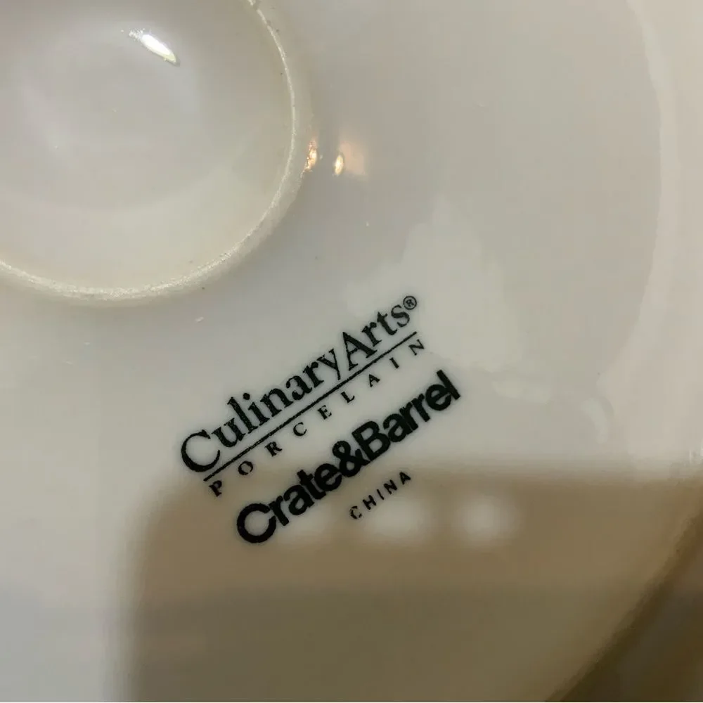 Crate & Barrel Culinary Arts Set of 3 White Porcelain Deep Rim Dinner Plates